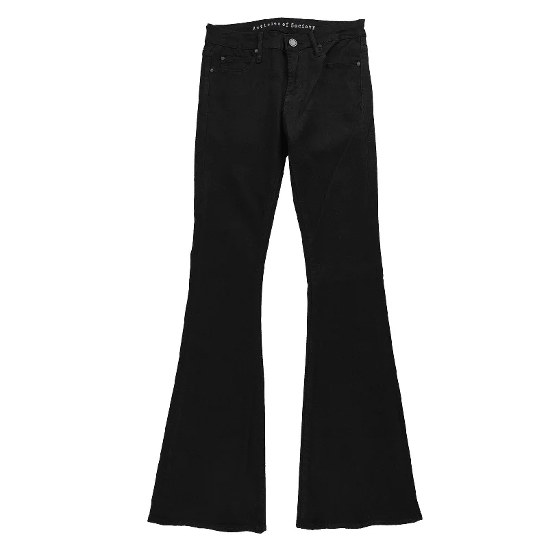 Lightweight travel pants with wrinkle-free fabric -Articles of Society Womens Faith Flared Jeans, Black, 26