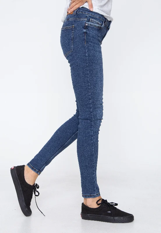 Zipper Fly Jeans for Convenience -Noisy May - Eve Pocket Piping Dark Blue Denim - Jeans