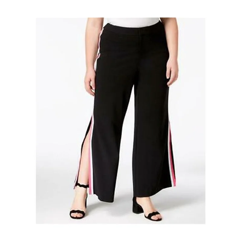 Tapered ankle pants for sleek modern silhouettes -I-N-C Womens Striped Casual Wide Leg Pants, Black, 14 Regular