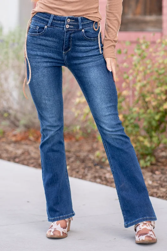 Zipper Fly Jeans for Convenience -Petite Hamlet Double Button High Rise Skinny Bootcut