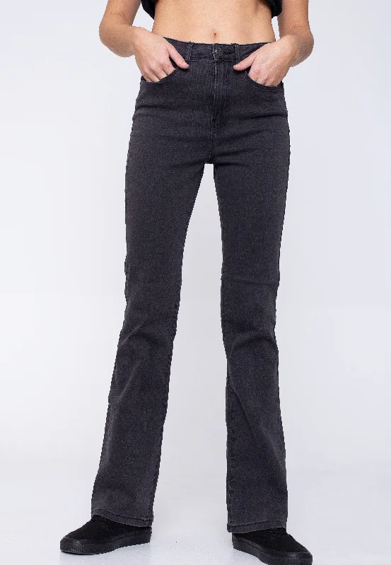 Dark Wash Jeans for Elegance -Noisy May - Sallie Flare Dark Grey Denim - Jeans