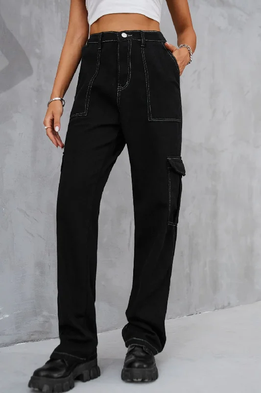 Fashion Jeans for Trendsetter -Baeful Long Straight Leg Jeans with Pockets