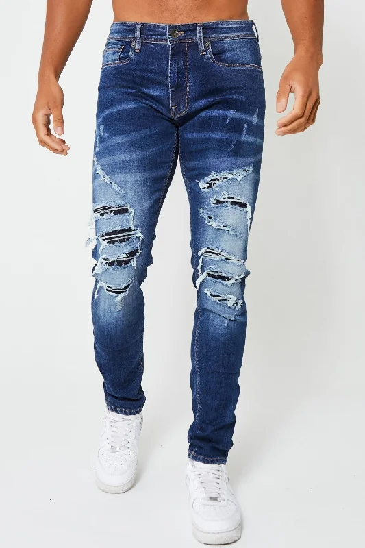 Gym Jeans for Workout -Benhill Tapered Jean - Mid Blue