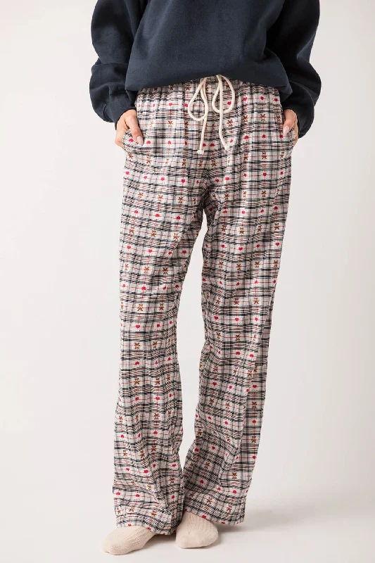 Relaxed fit pants for laid-back comfort wear -Things Between Gingham Drawstring Pants