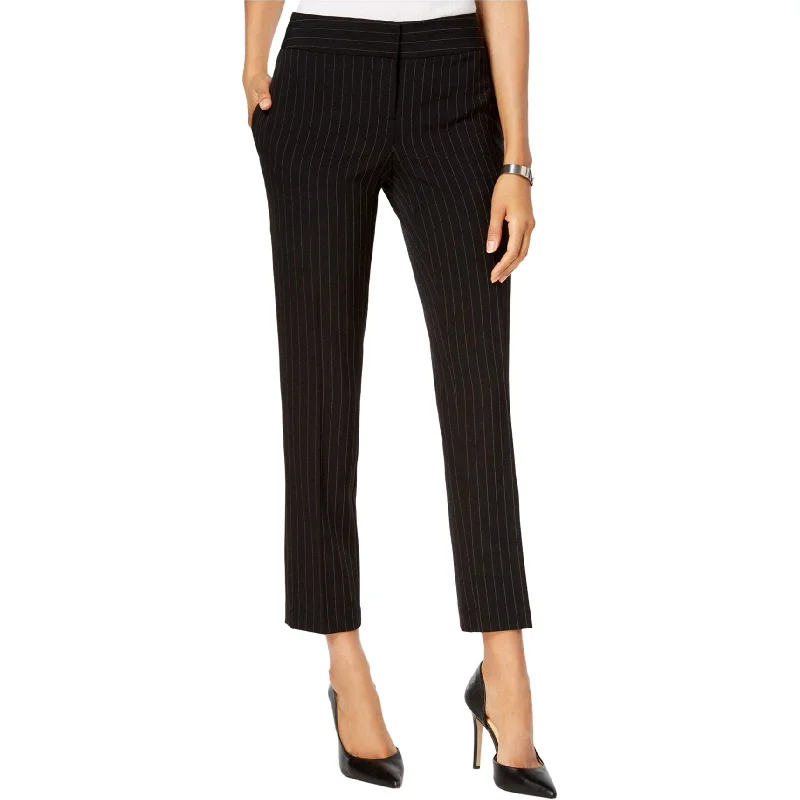 Tailored slim pants for polished business looks -Kasper Womens Pinstriped Casual Trouser Pants, Black, 18