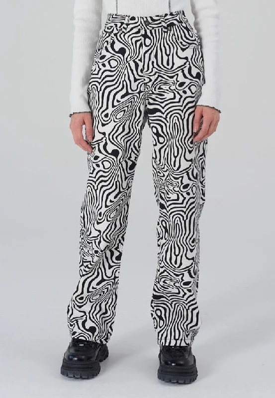 Belt Loops Jeans for Accessorizing -The Ragged Priest - Mono Marble Print Dad Black/White - Jeans