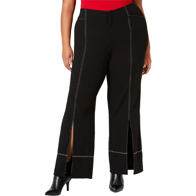 Flowy culottes pants for breezy summer style -I-N-C Womens Slit-Front Casual Wide Leg Pants, Black, 18W