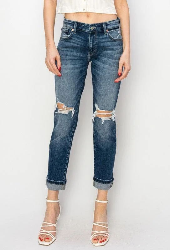 Shopping Jeans for Convenient -MID RISE BOY FRIEND JEANS