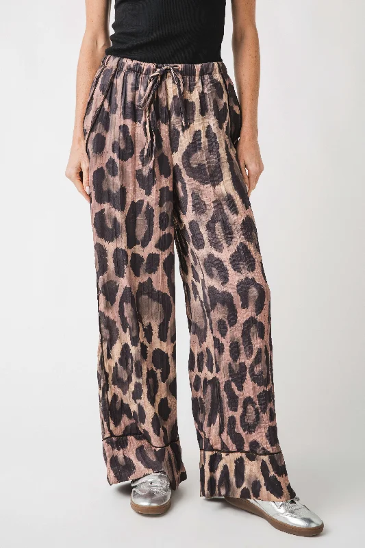 Breathable cotton pants for all-day summer ease -Free People All Out Satin Leopard Pants