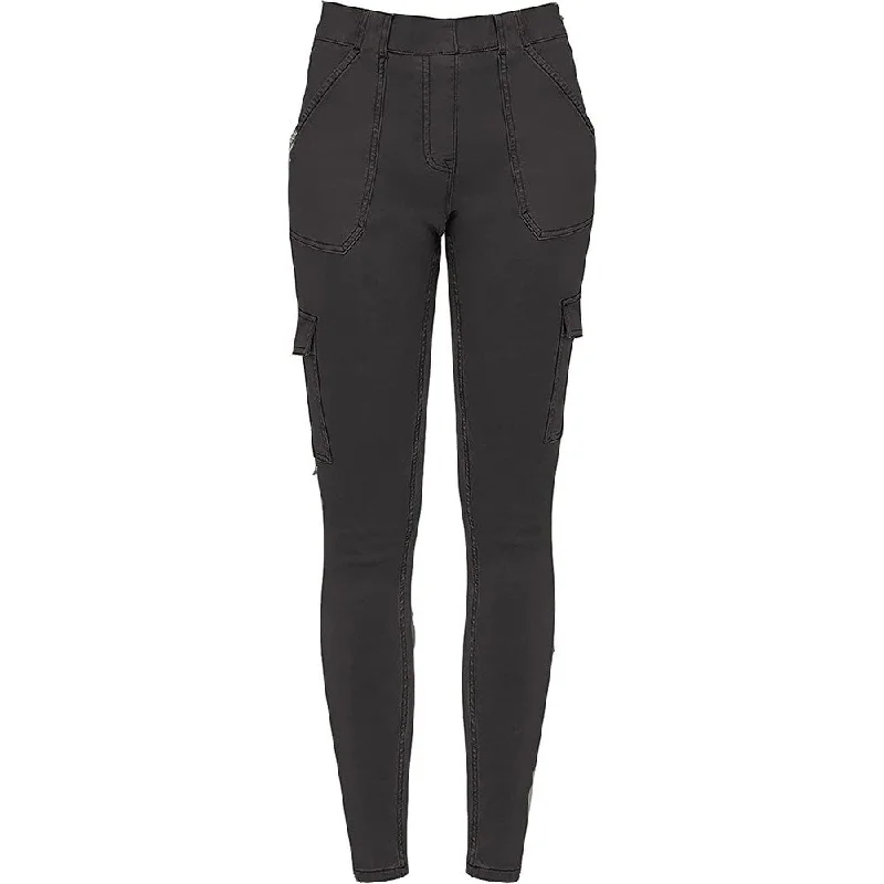 Cozy fleece pants for cold winter nights -SPANX Women's Twill Ankle Cargo Pants Washed Black