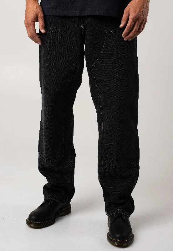 Fishing Jeans for Water -Carhartt WIP - Double Knee Stone Washed Black - Jeans