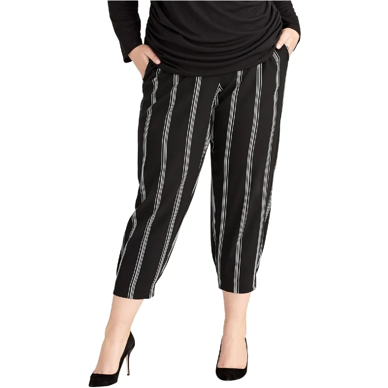 Rugged work pants for construction job durability -Rachel Roy Womens Striped Casual Jogger Pants, Black, 3X