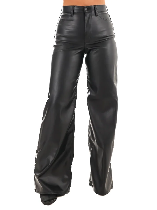 Stylish leather pants for edgy night looks -The Elevated High Rise Wide-Leg Leather Pants