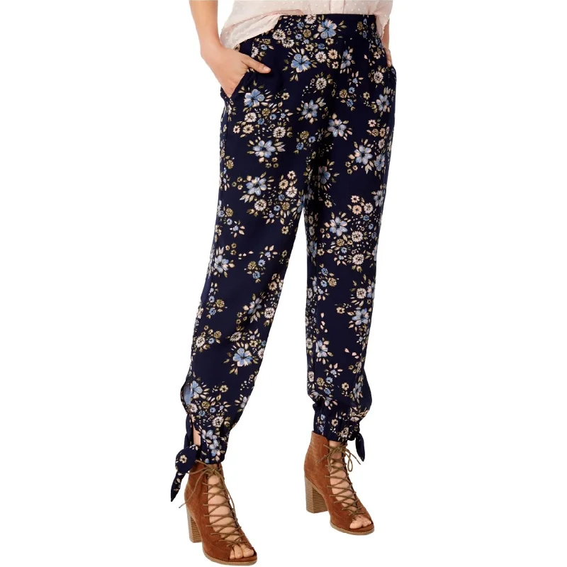 Lightweight linen pants for beach vacation style -Maison Jules Womens Floral-Print Ankle-Tie Harem Casual Pants