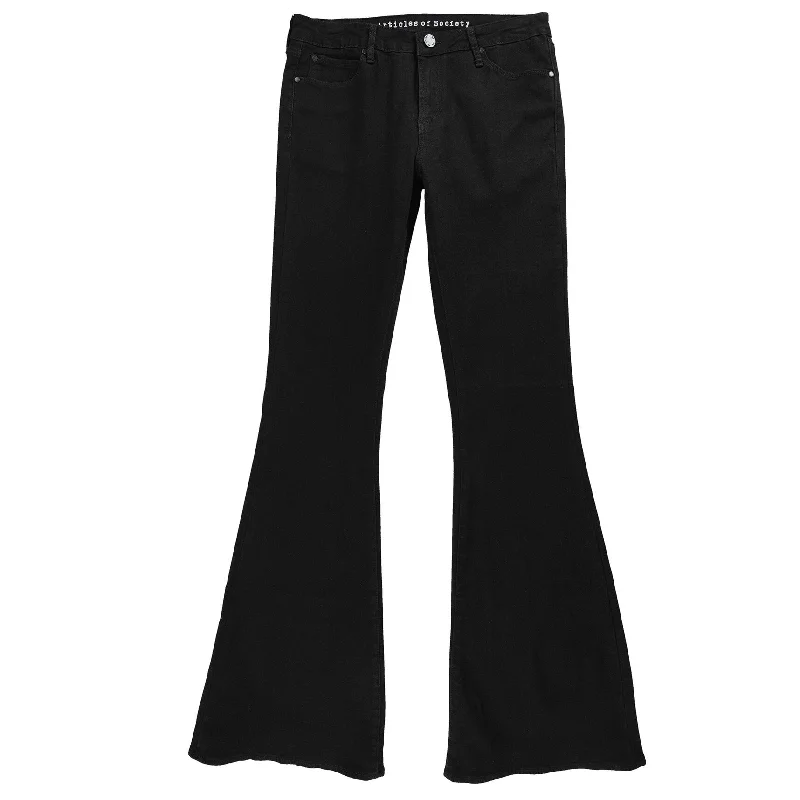 Insulated ski pants for alpine adventure warmth -Articles of Society Womens Flare Stretch Jeans, Black, 26