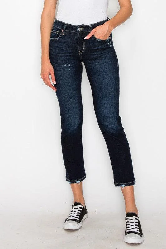 Business Jeans for Dressy -HIGH RISE SKINNY STRAIGHT JEANS