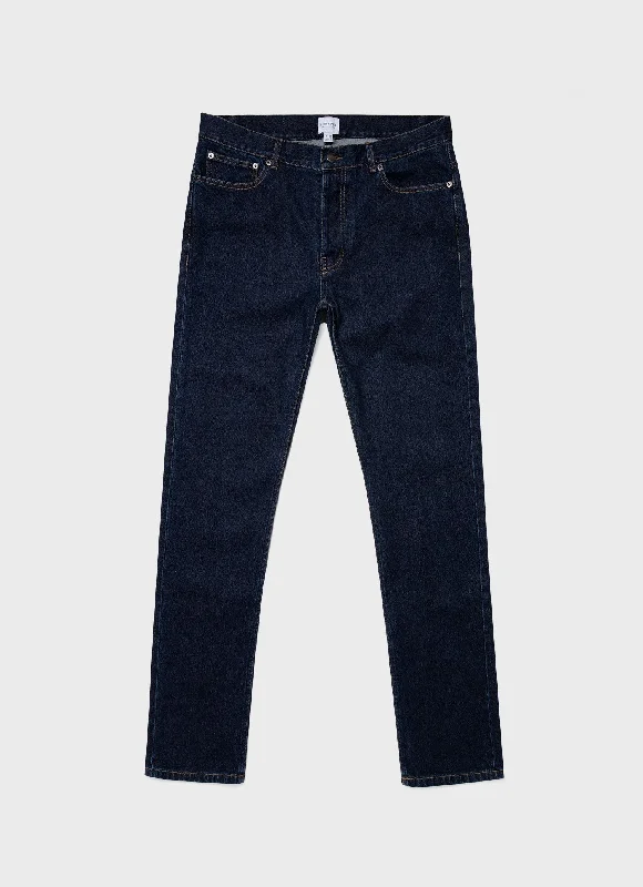 Cargo Jeans for Utility -Men's Slim Fit Jeans in Rinse Wash Denim