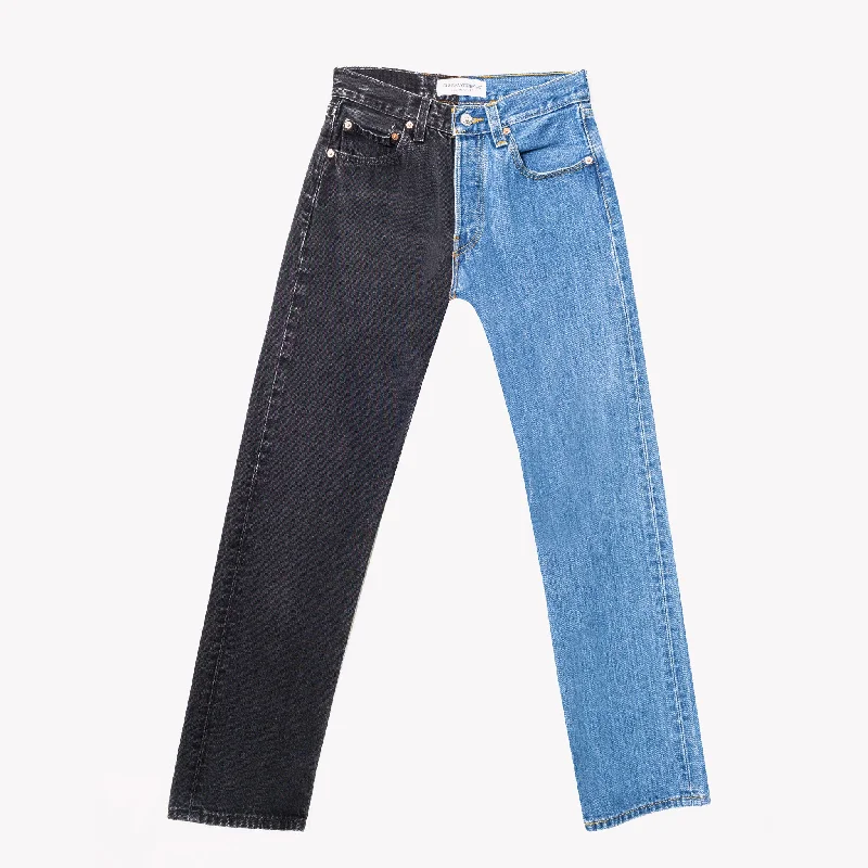 Raw Denim Jeans for Authentic -Perfecto Two Tone Vintage High Waisted Jeans