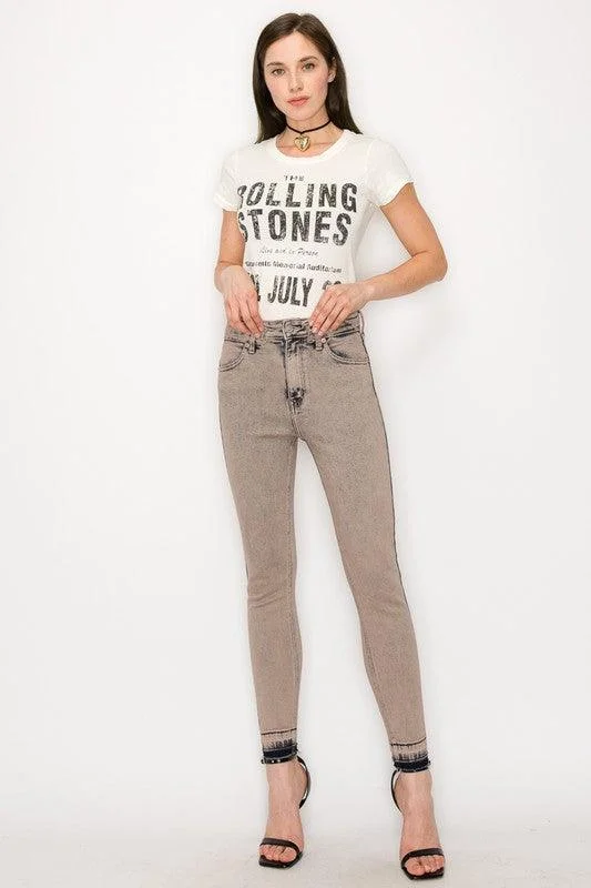 Distressed Jeans for Edgy Style -HIGH RISE STRETCH SKINNY JEANS