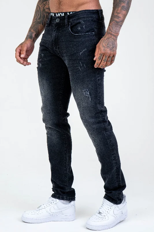 Faded Jeans for Laid-back -Belmont Tapered Jeans - Black