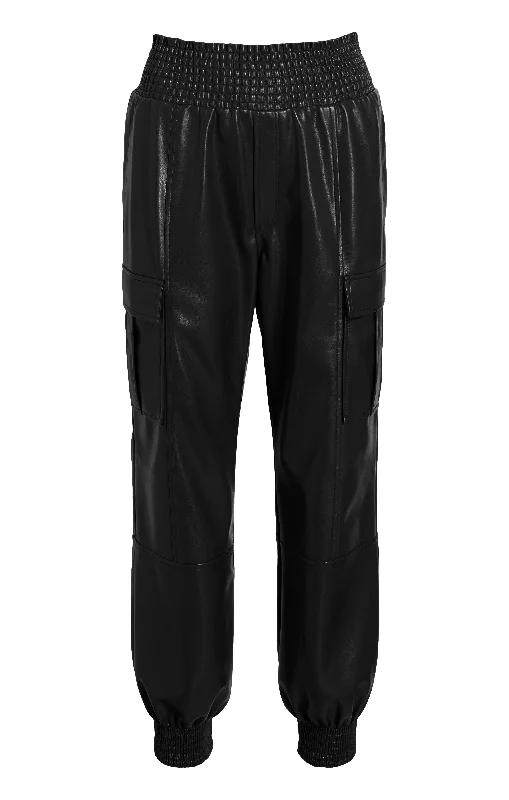 Relaxed fit pants for laid-back comfort wear -Lite Vegan Leather Jenning Pants