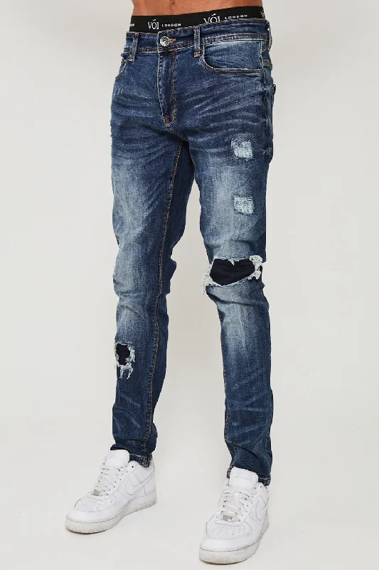 Valentine's Day Jeans for Romantic -Harrow Tapered Jeans - Dark Blue