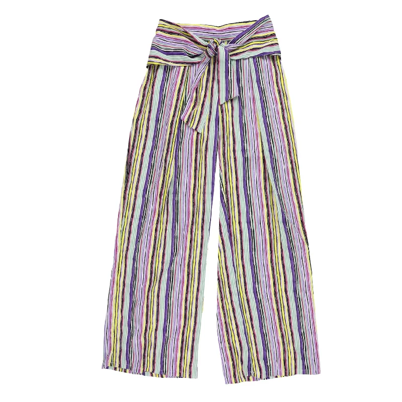 Quick-dry cargo pants for fishing trip practicality -bar III Womens Striped Pull On Casual Wide Leg Pants, Purple, XX-Small