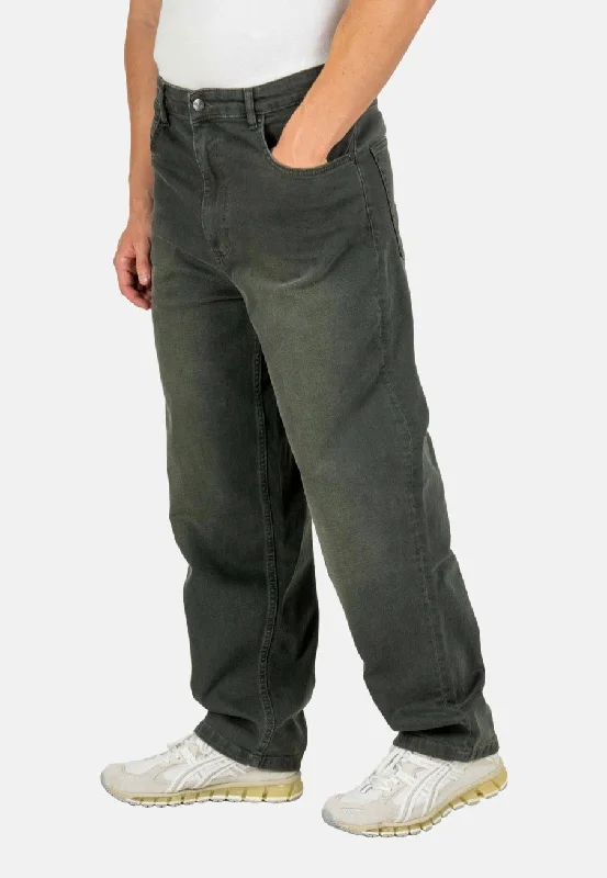 Gray Jeans for Neutral Tone -REELL - Baggy Dirty Green - Jeans