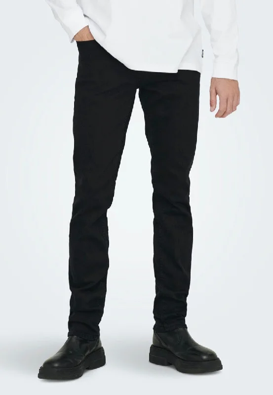 Embellished Back Pocket Jeans for Glamour -Only & Sons - Weft Reg Black Denim - Jeans