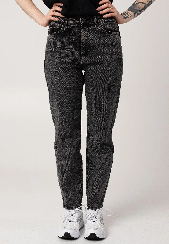 Tapered Jeans for Modern -Noisy May - Moni Straight Ank Acid Dark Grey Denim - Jeans