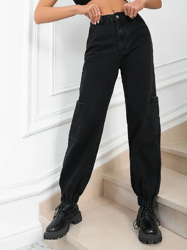 Button Fly Jeans for Traditional -Pocketed High Rise Jeans