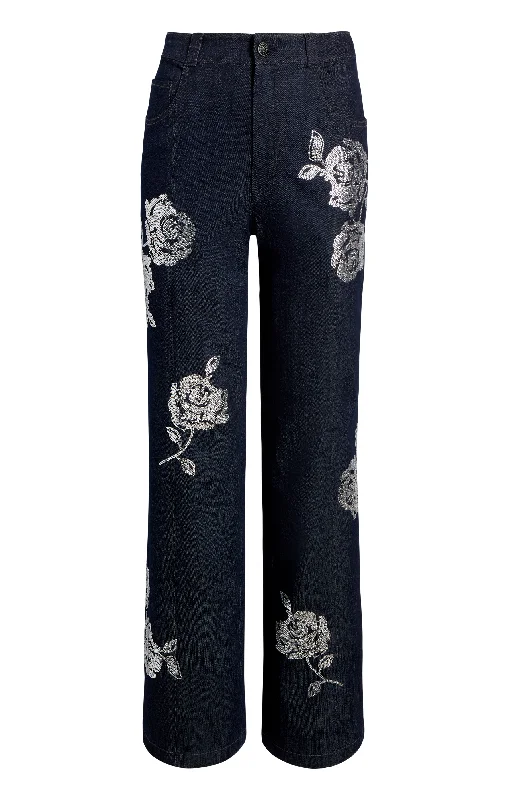 Designer skinny pants for luxury fashion flair -Heatset Roses Francine Pant