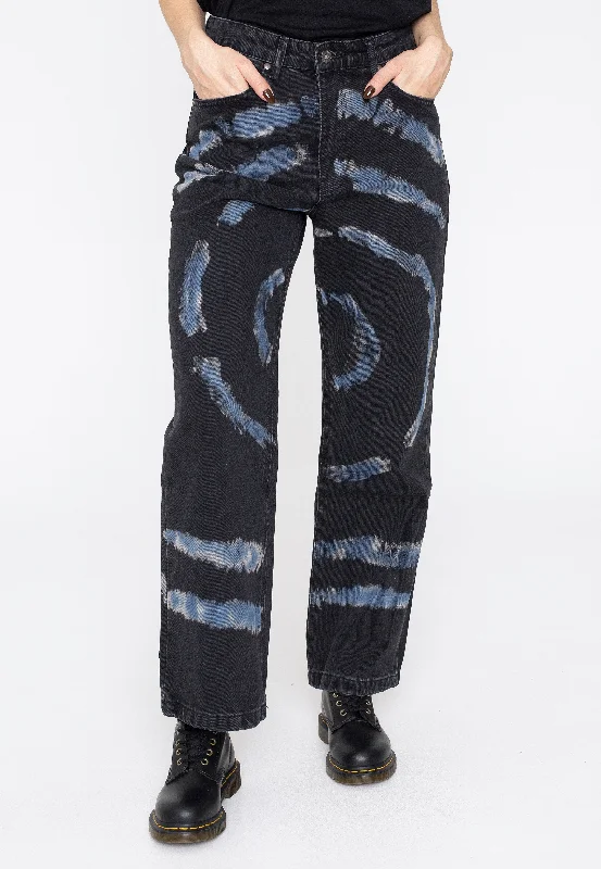 Embroidered Jeans for Detail -The Ragged Priest - Circle Tie Dye Dad Black/Blue - Jeans