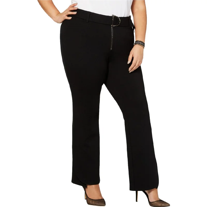 High-rise flare pants for vintage chic appeal -I-N-C Womens Belted Ponte Casual Trouser Pants