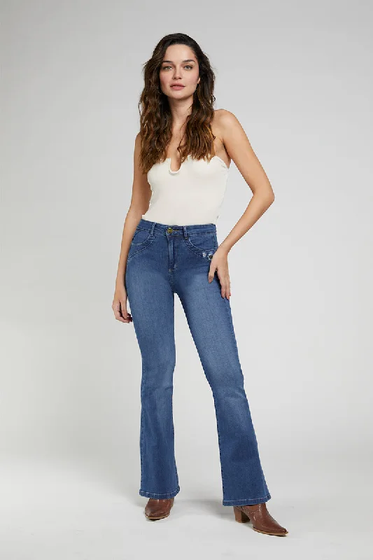 Frayed Hem Jeans for Edgy -Flare Jeans 4834