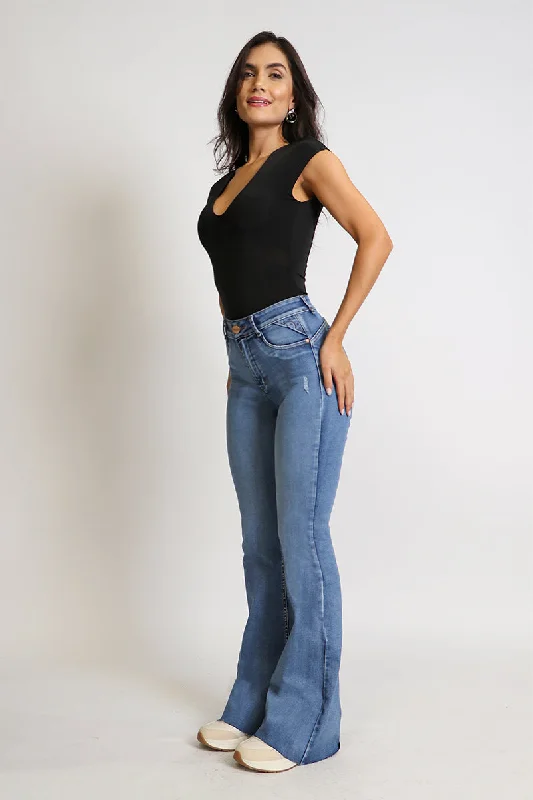 Metal Button Jeans for Classic -Flare Jeans 4846