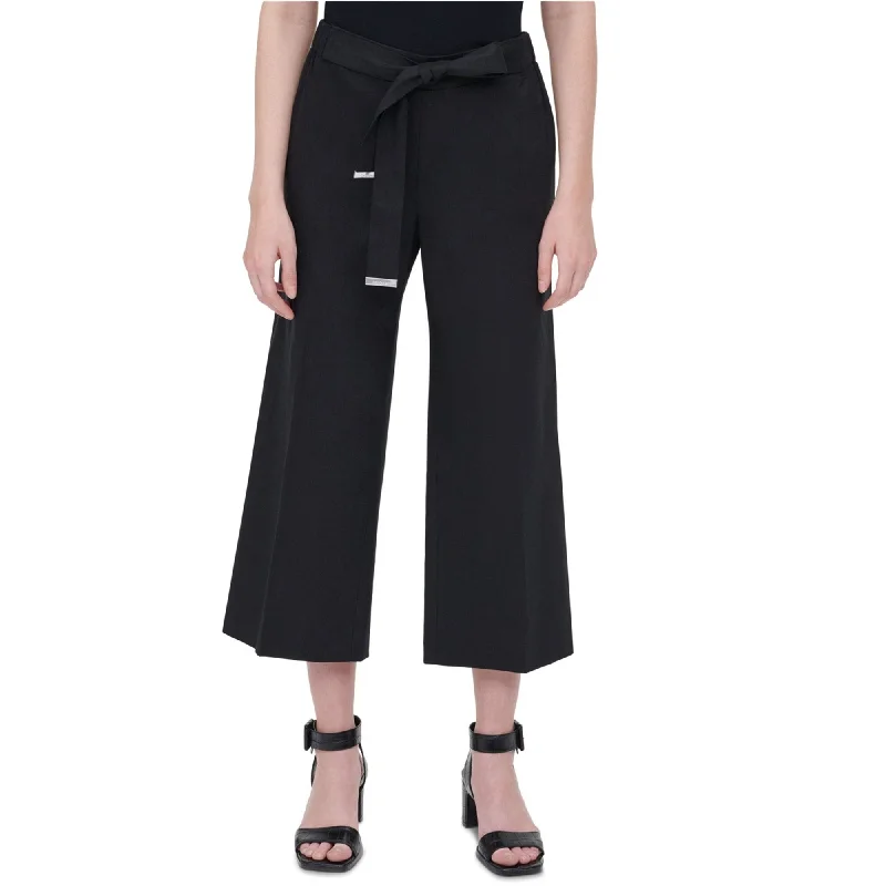 Quick-dry cargo pants for fishing trip practicality -Calvin Klein Womens Tie Waist Casual Cropped Pants