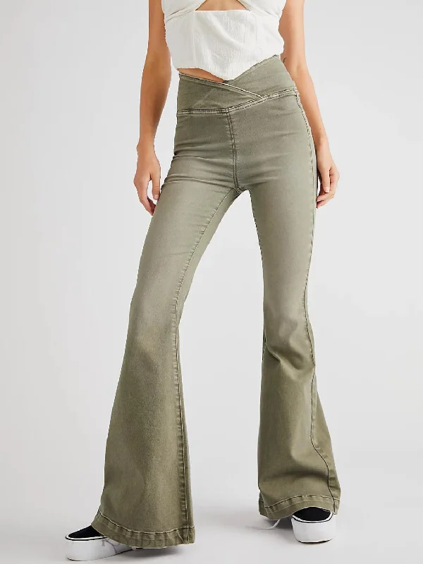 Business Jeans for Dressy -Asymmetric Waist Flare Jeans