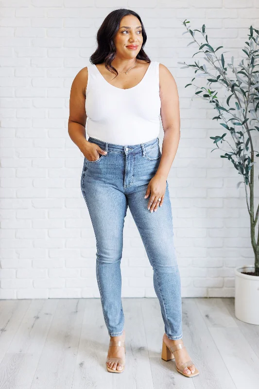 Wide Leg Jeans for Comfort -Judy Blue Justine High Rise Control Top Skinny Jeans