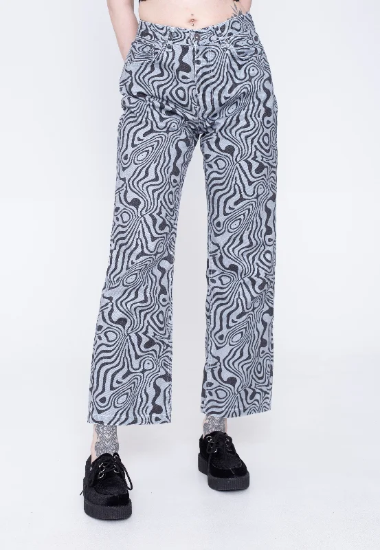 Boyfriend Jeans for Relaxed -The Ragged Priest - Marble Print Dads Blue - Jeans