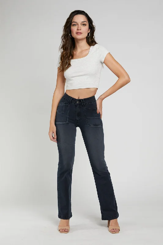 Maxi Skirt Jeans for Elegant -Jeans Tiro Alto Recto 4868