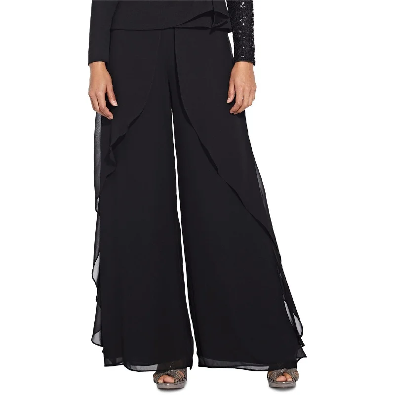 Stylish cropped pants for warm season trends -Adrianna Papell Womens Draped Dress Pants, Black, 2