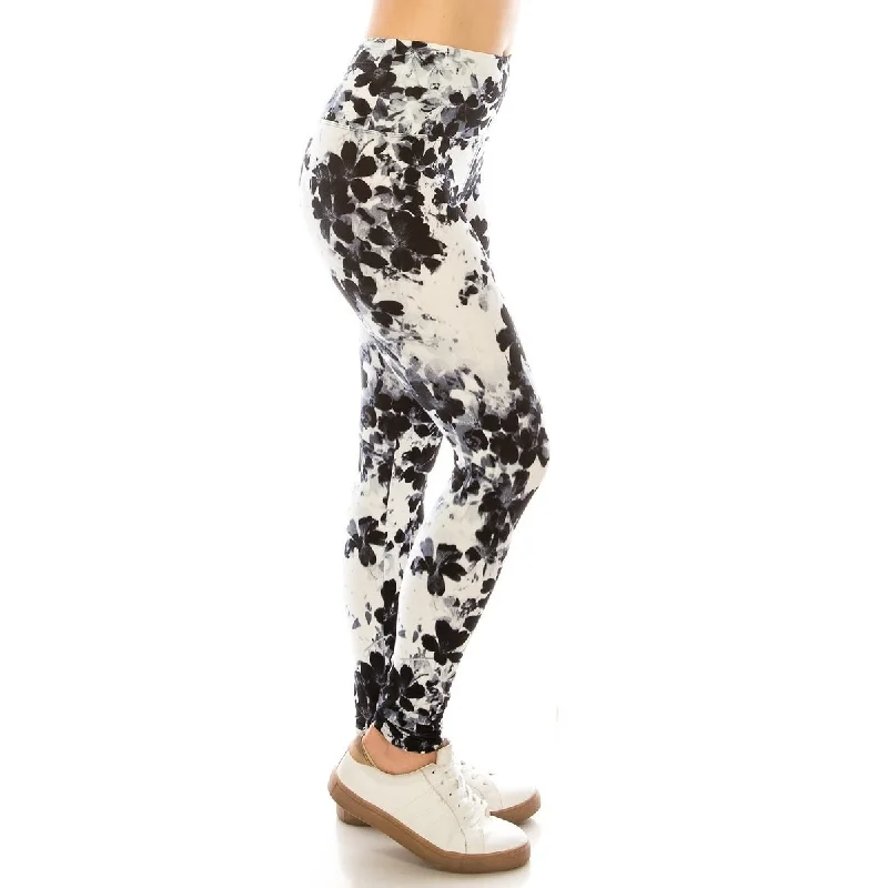 Tailored ankle pants for chic office outfits -Long Yoga Style Banded Lined Multi Printed Knit Legging With High Waist