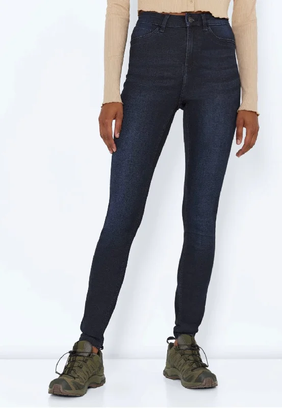 Raw Hem Jeans for Trendy -Noisy May - Callie Skinny Dark Blue Denim - Jeans