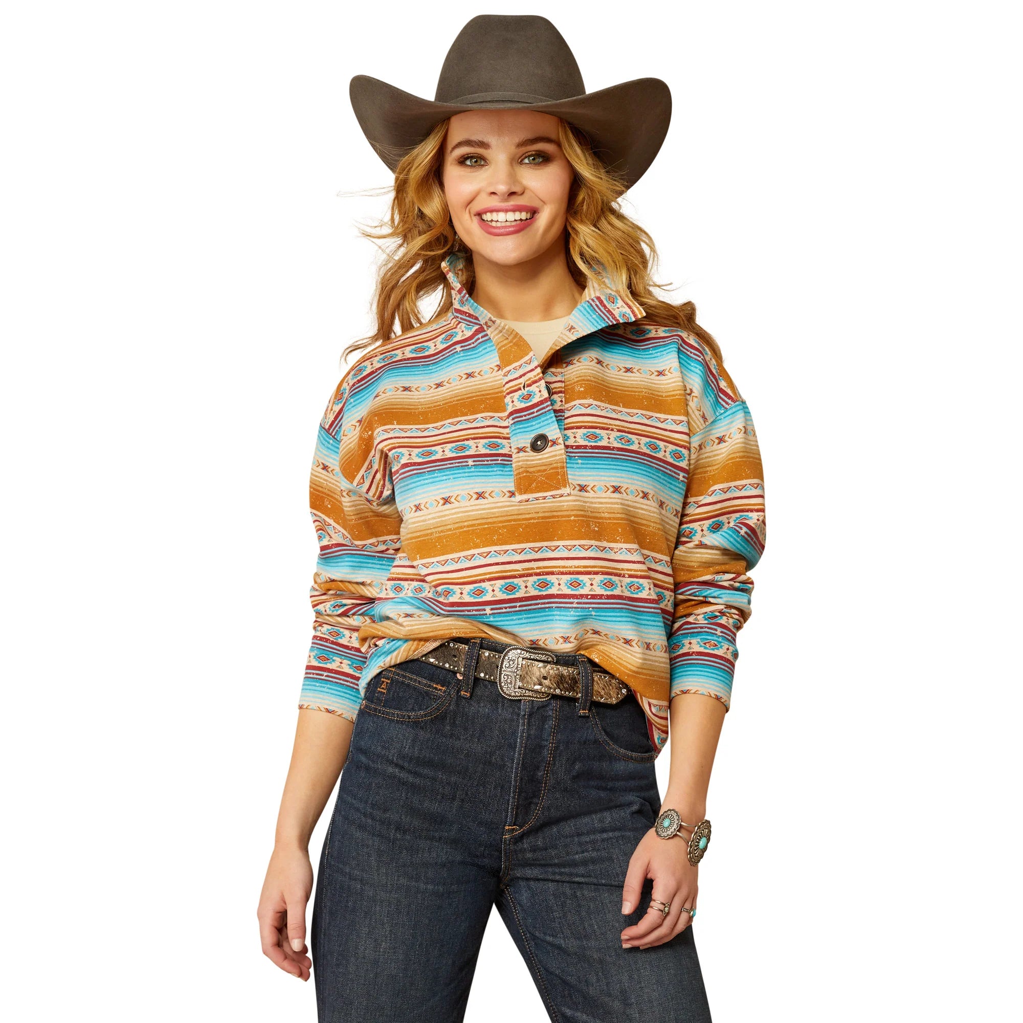 Lace Trimmed Sweatshirt for Feminine Romantic Outfits -Ariat Women's Hometown Sweatshirt (Available in Regular & Plus Sizes)