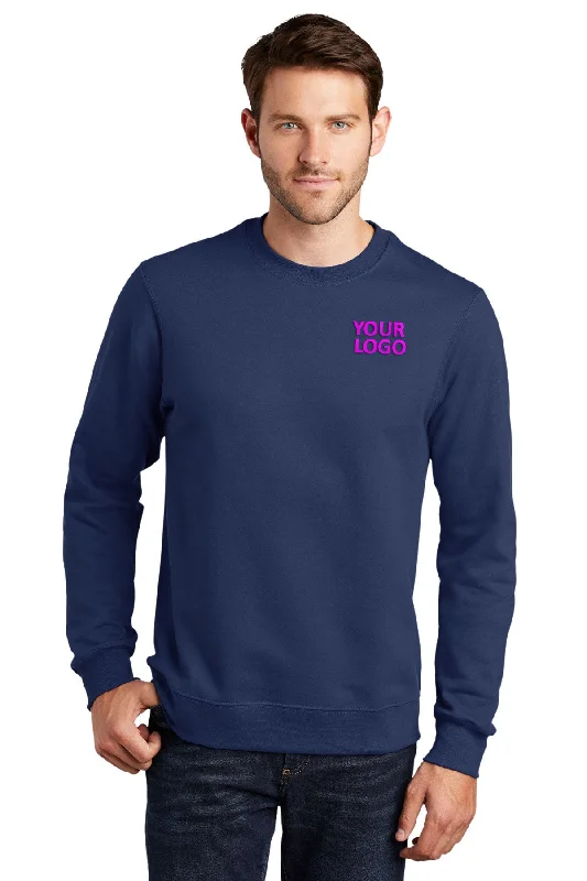 Turtleneck Hoodie for Double Cold Weather Coverage -Port & Company Fan Favorite Fleece Custom Sweatshirts, Team Navy