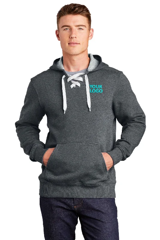 Terry Cloth Sweatshirt for Post-Workout Recovery Comfort -Sport-Tek Lace Up Pullover Custom Hooded Sweatshirts, Graphite Heather