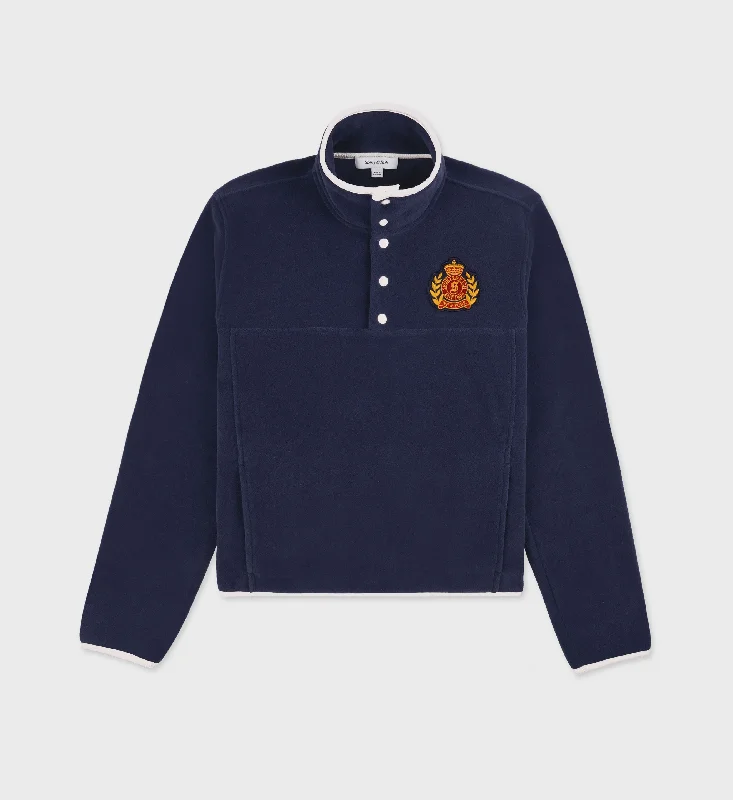 Turtleneck Hoodie for Double Cold Weather Coverage -NY Crest Polar Sweatshirt - Navy/Gold