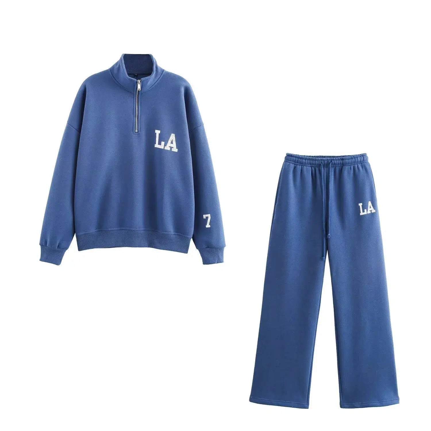 Acid Wash Sweatshirt with Distressed Hem 90s Throwback Look -LA Logo Sweatshirt Pants Set