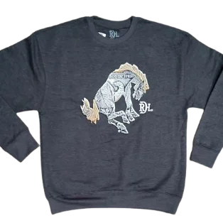 Aztec Print Hoodie for Tribal Inspired Fall Fashion -Red Dirt Hat Co. "Bucking Bronco" Sweatshirt in Dark Grey